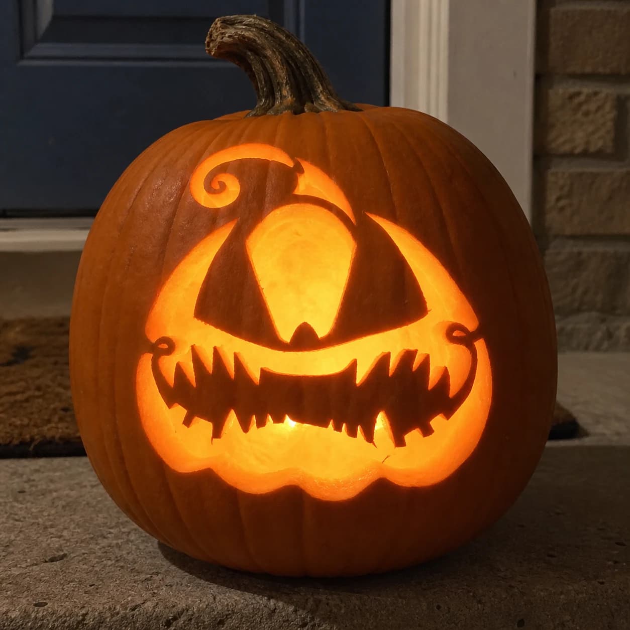 Grinning Jack-o-Lantern Pumpkin Stencil