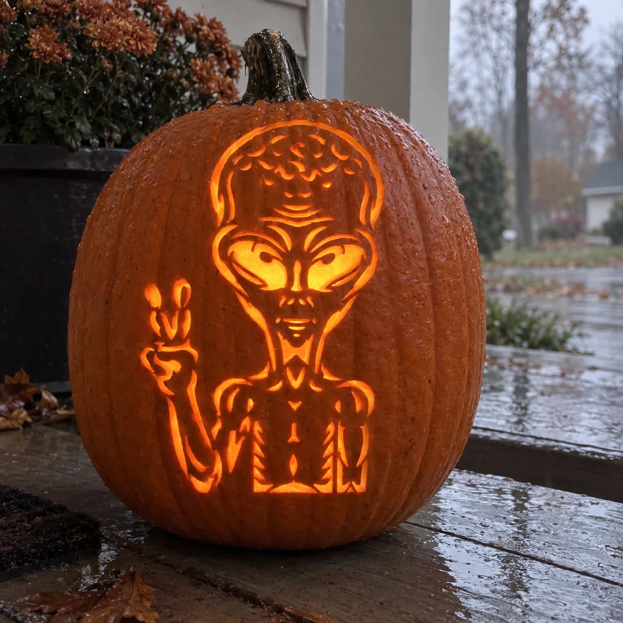 Alien Pumpkin Stencil