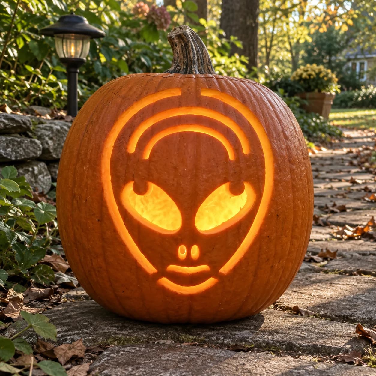 Alien Face Pumpkin Stencil