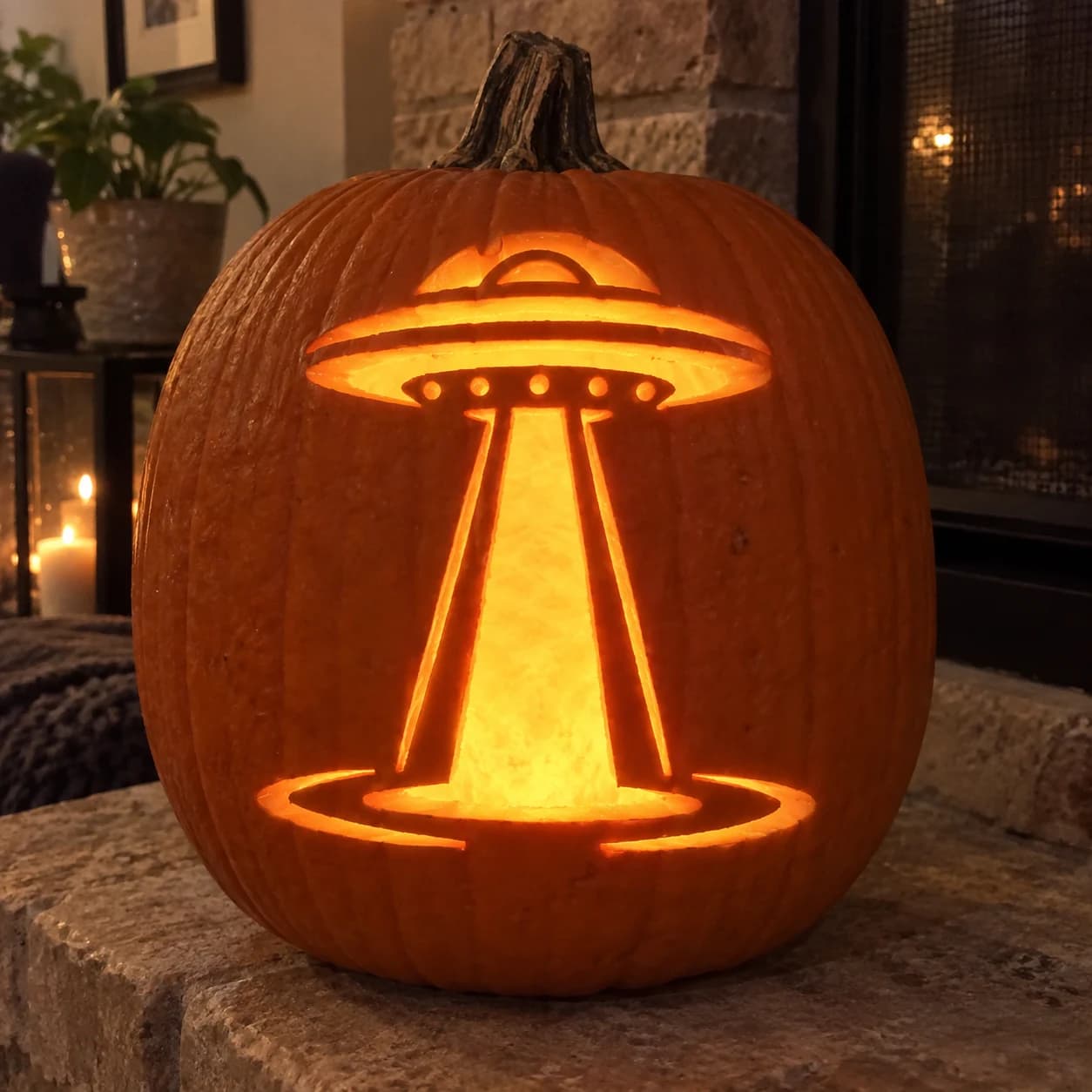 Flying Saucer Pumpkin Stencil