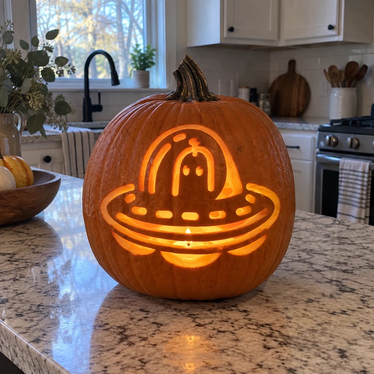 UFO Flying Saucer Pumpkin Stencil pumpkin carving stencil