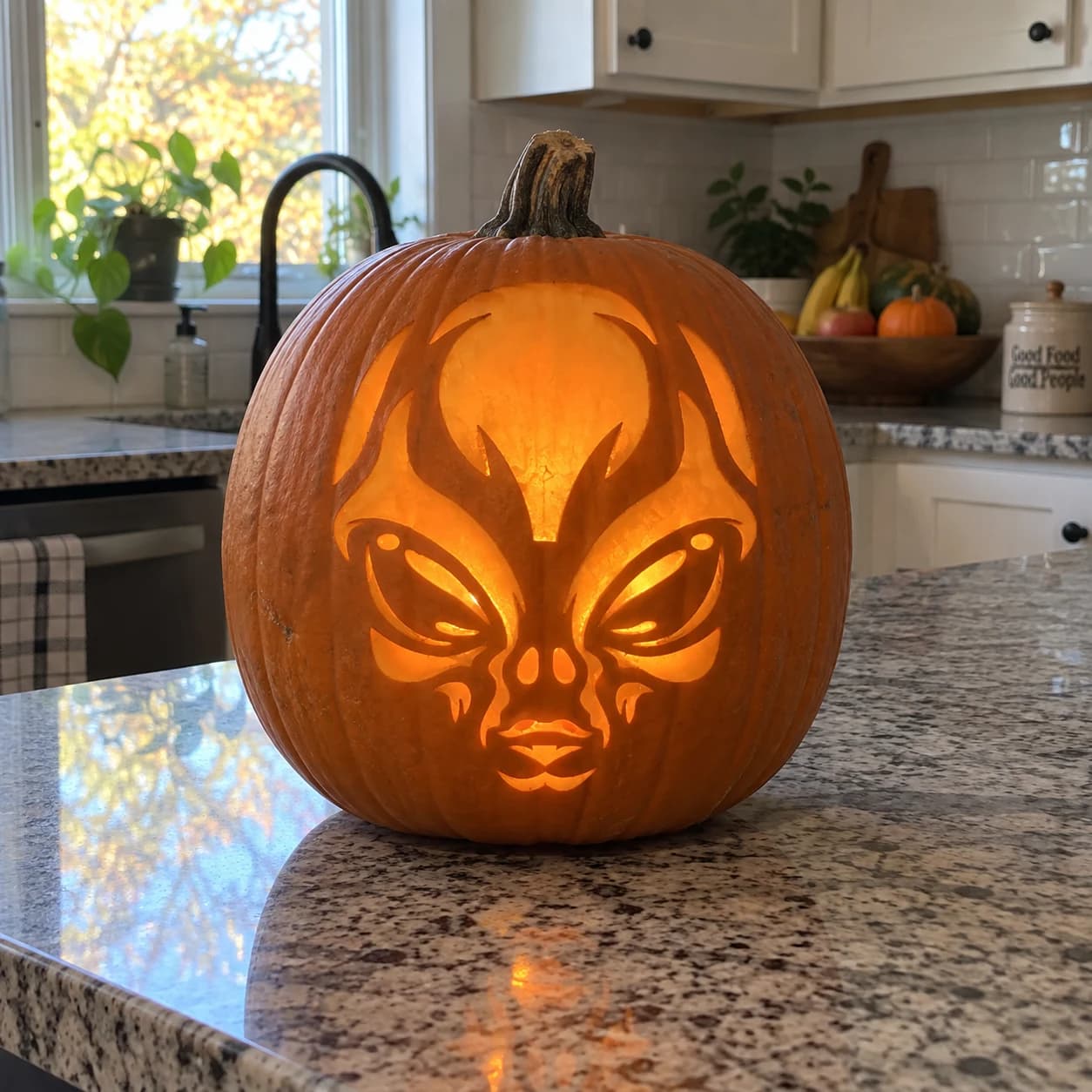 Alien Face Pumpkin Stencil
