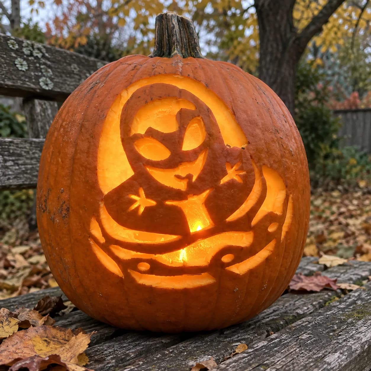 Alien in Asteroid Pumpkin Stencil
