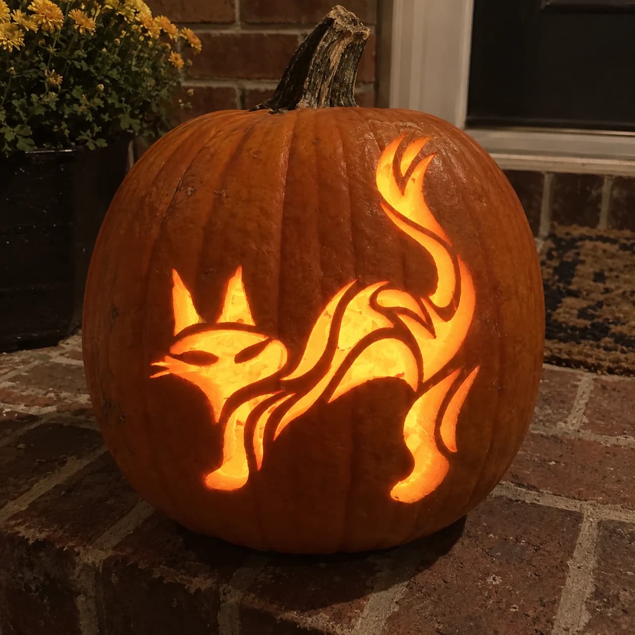 Tribal Black Cat Pumpkin Stencil