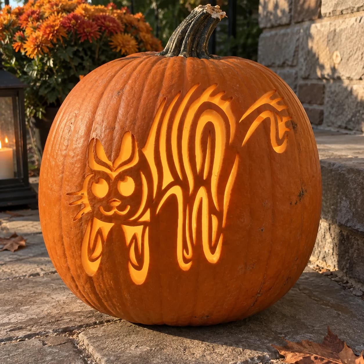 Arched Black Cat Pumpkin Stencil pumpkin carving stencil