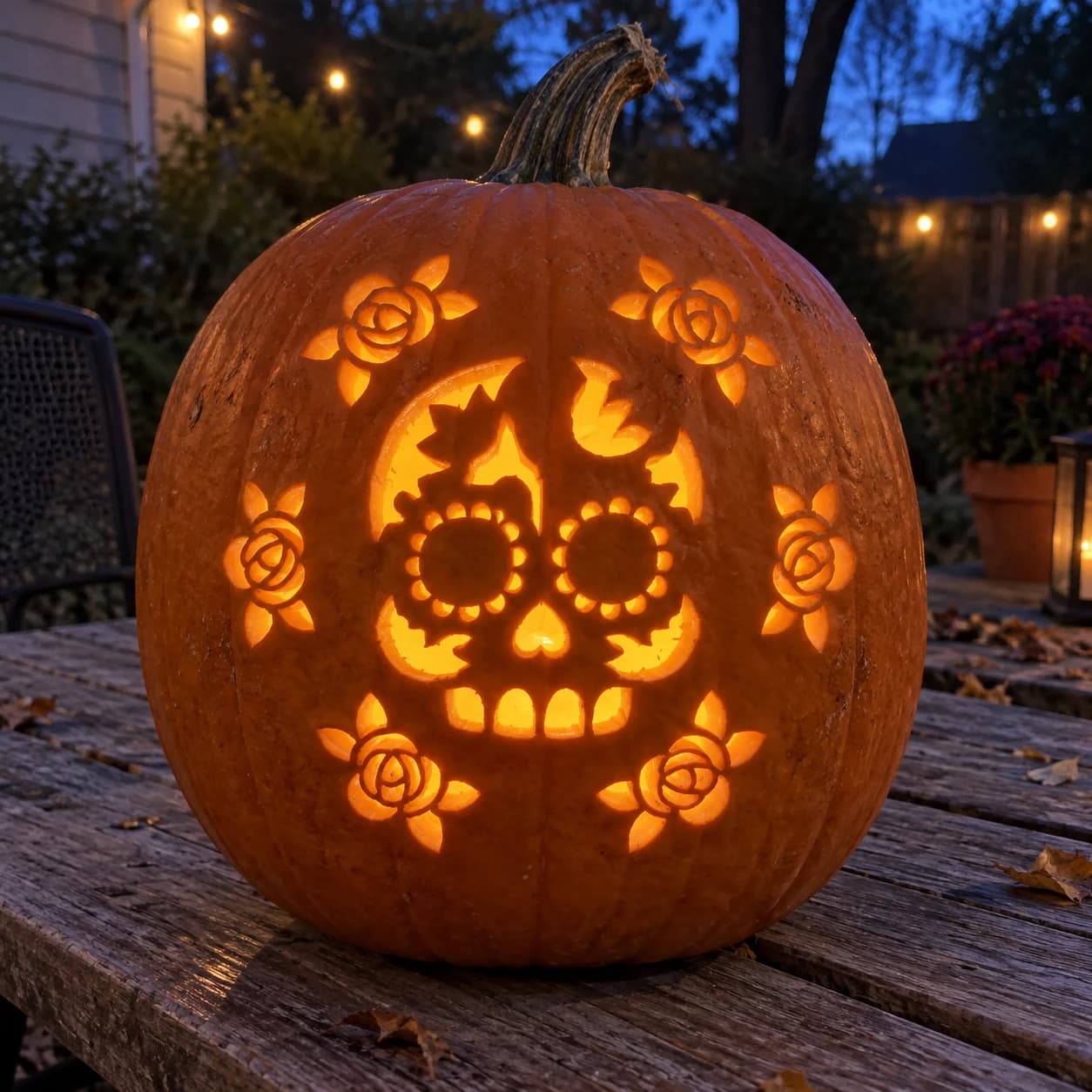 Sugar Skull with Roses Pumpkin Stencil pumpkin carving stencil