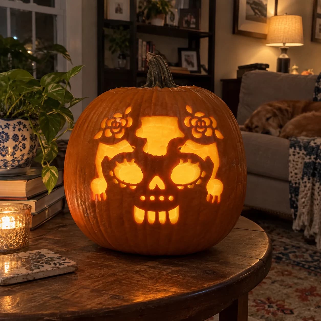 Sugar Skull Pumpkin Stencil