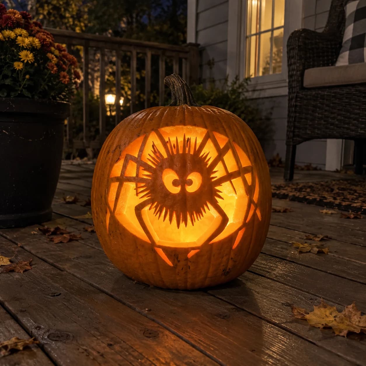 Spiky Spider Pumpkin Stencil