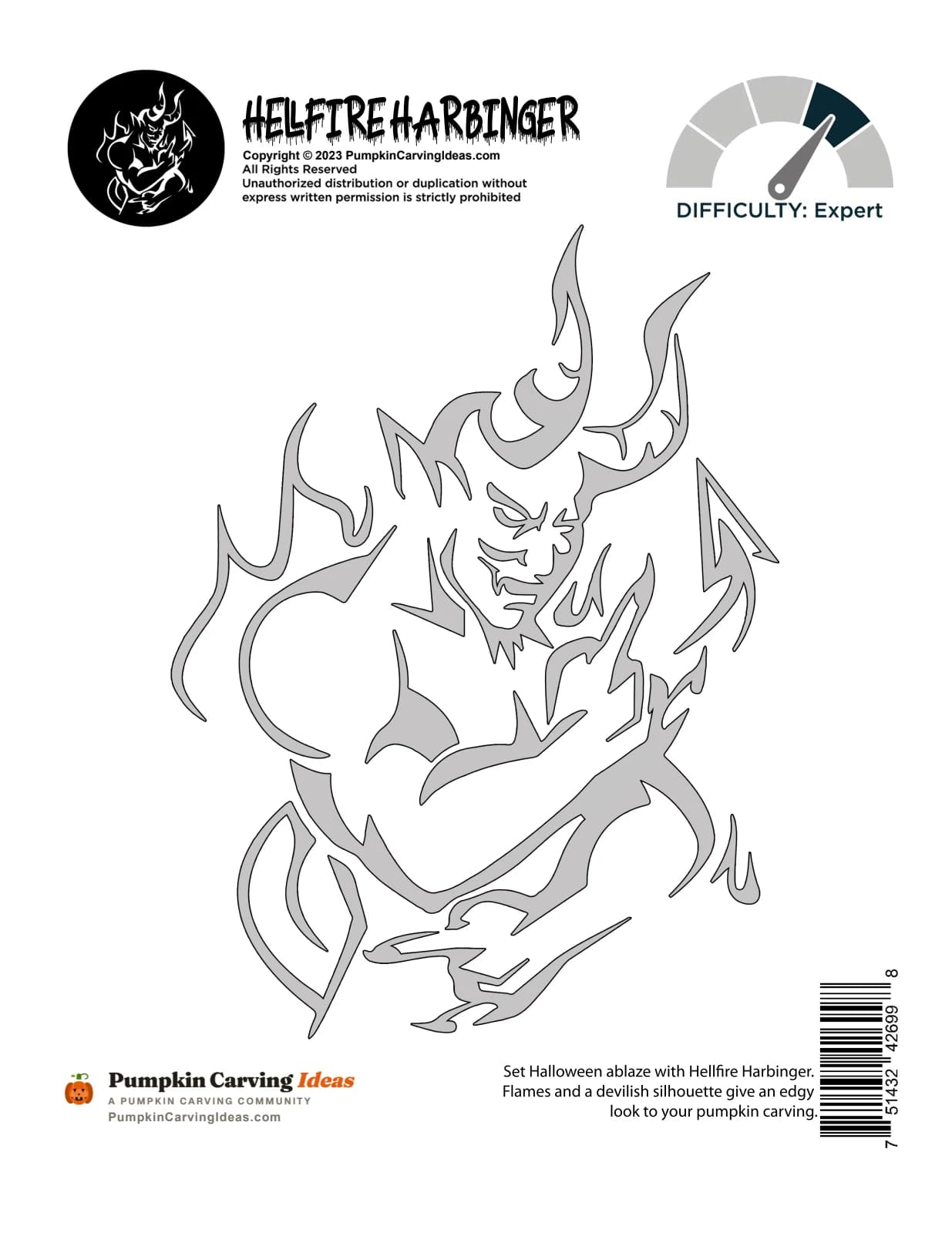 Flaming Devil printable pattern