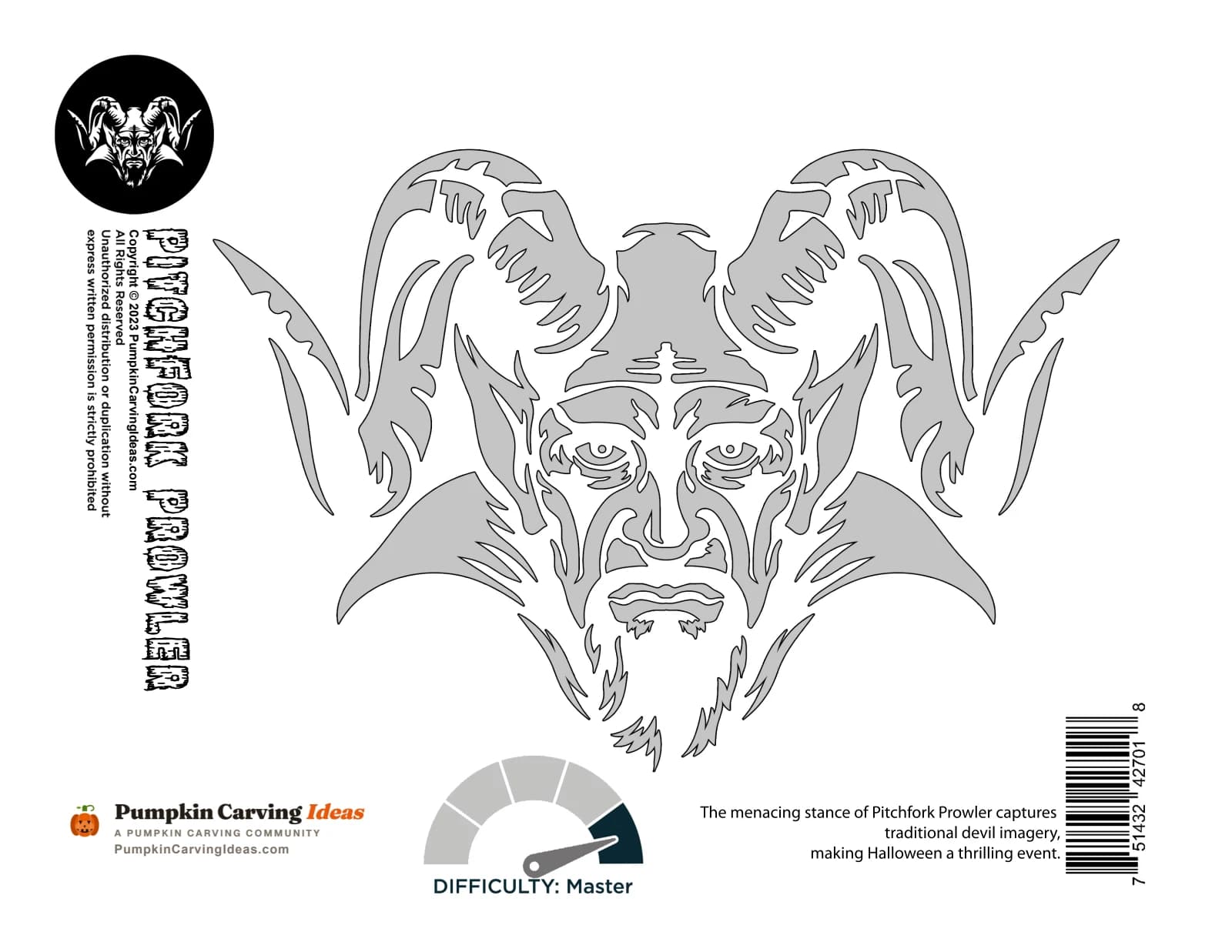 Horned Demon Face printable pattern