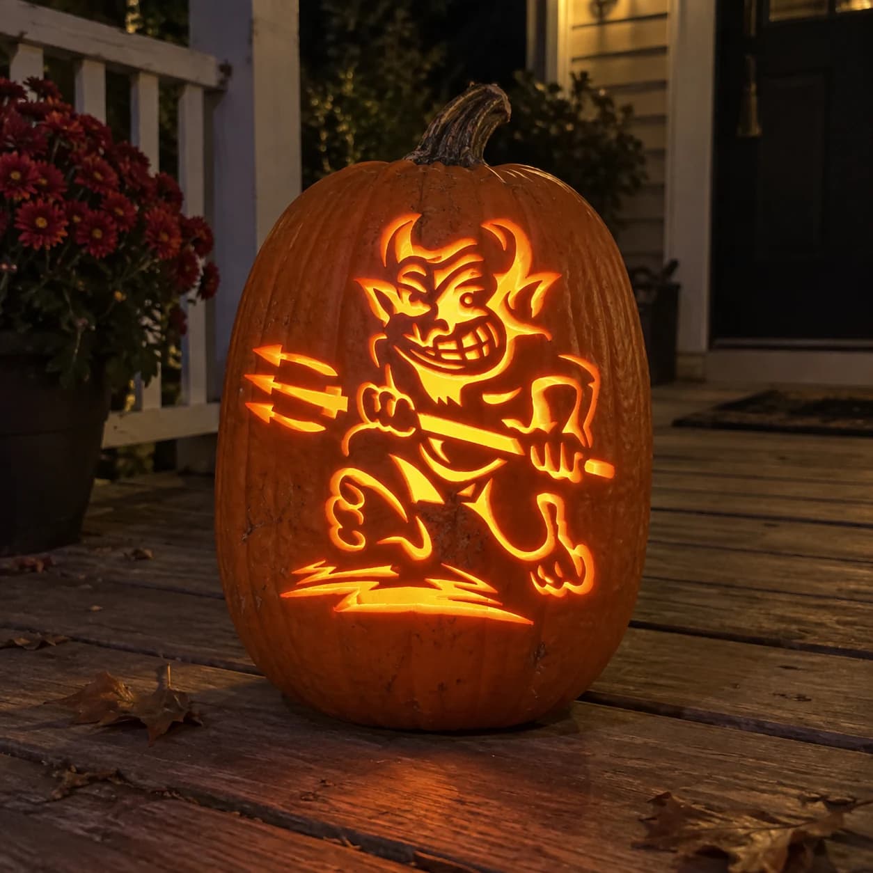 Devil with Trident Pumpkin Stencil