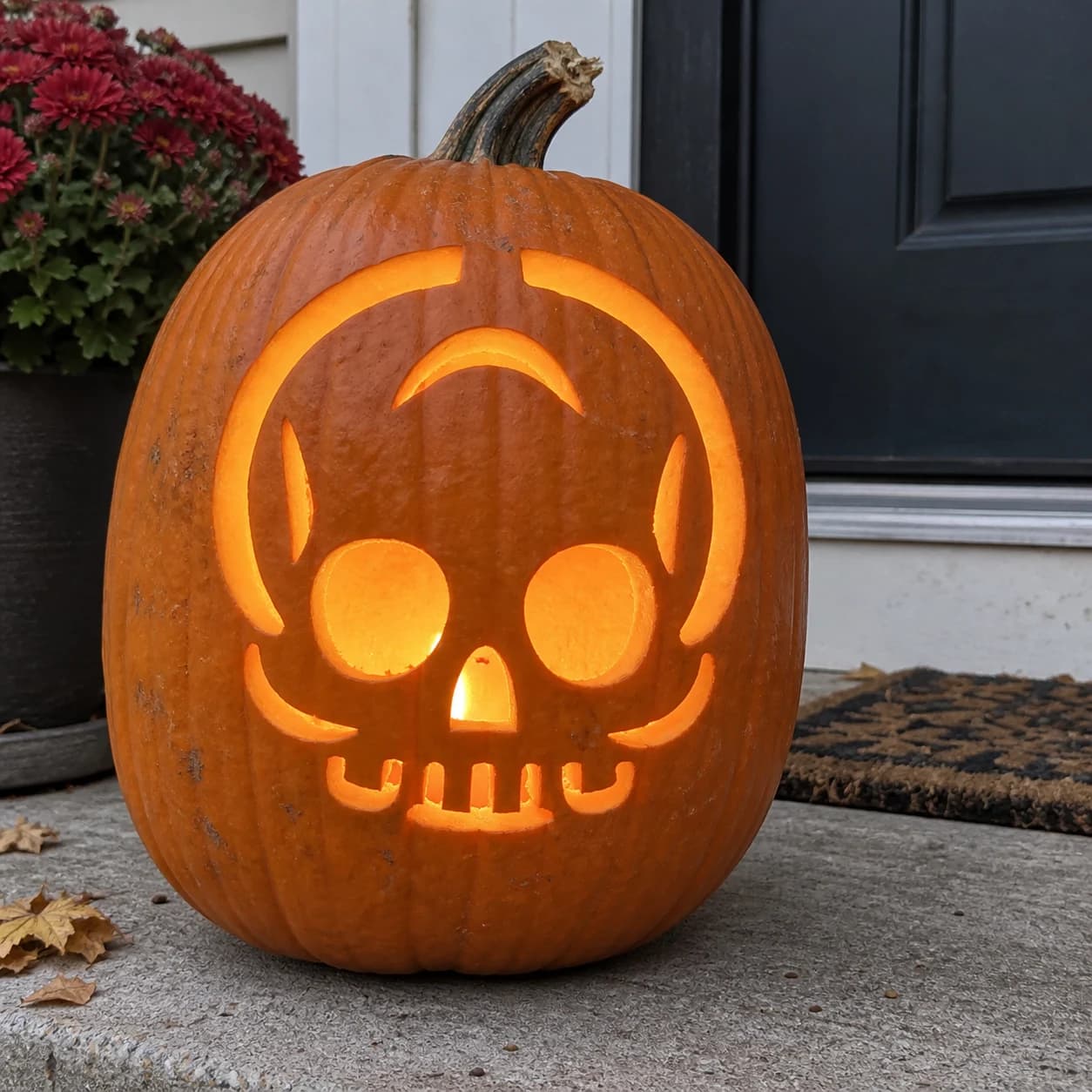 Cute Skull Pumpkin Stencil