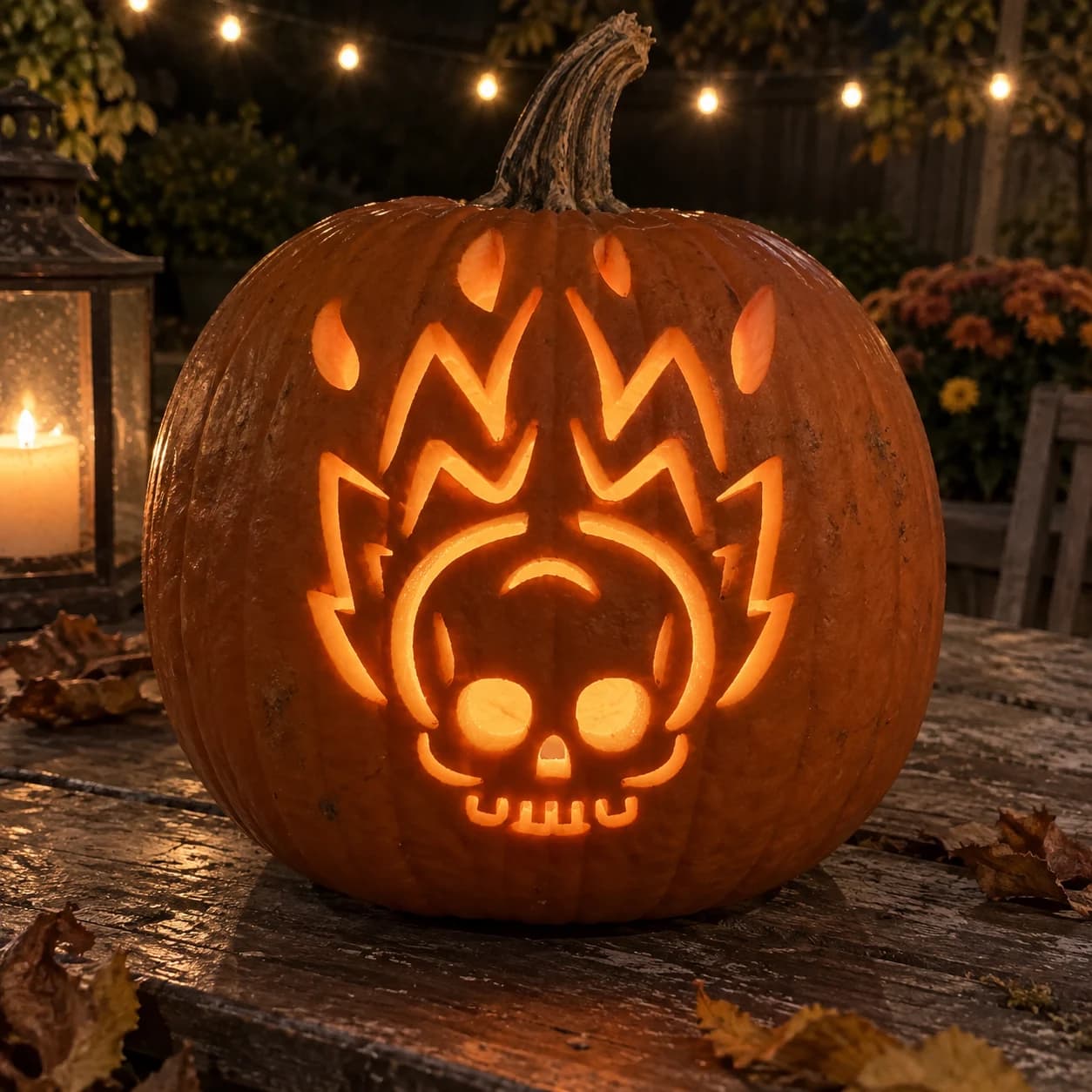 Flaming Skull Pumpkin Stencil