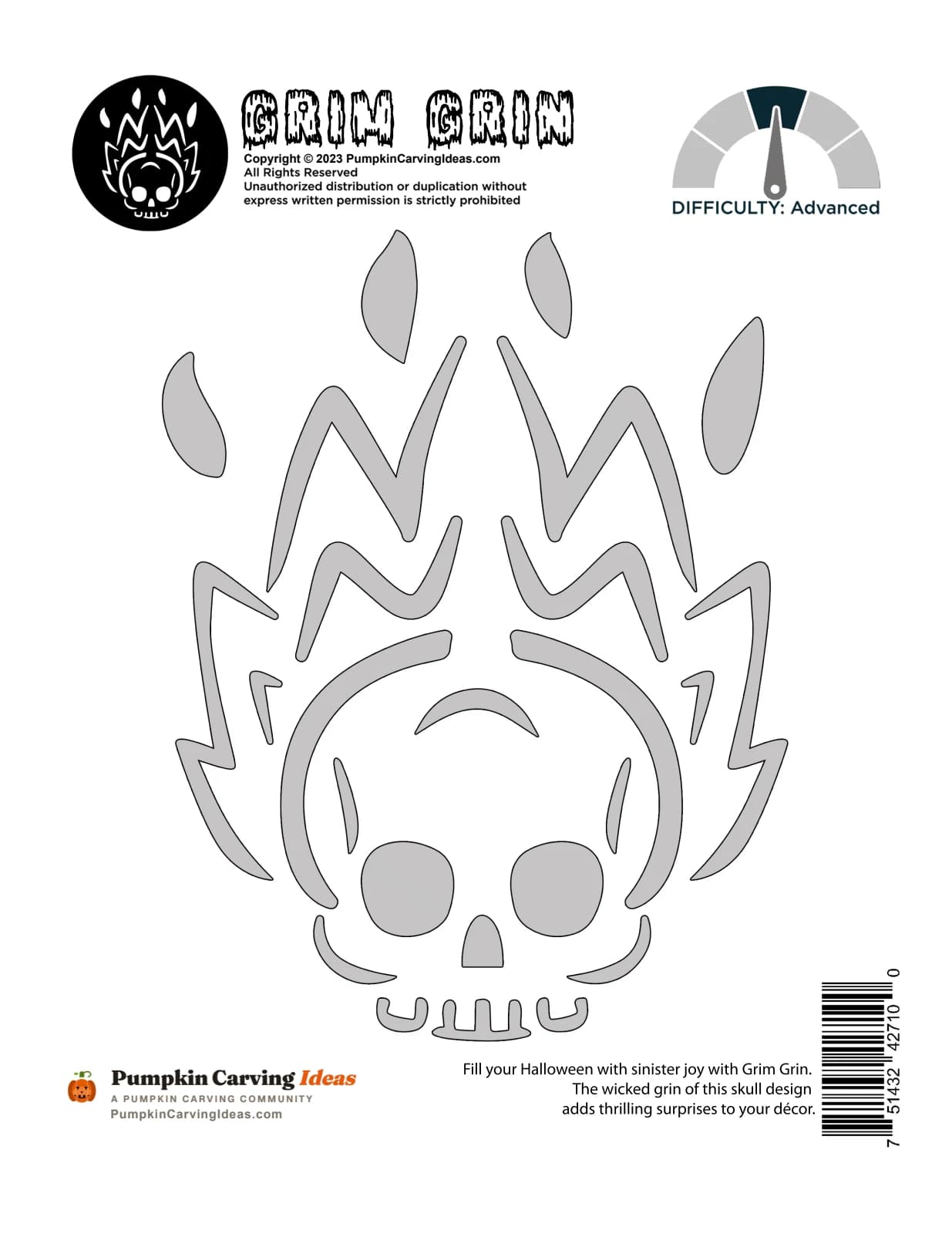 Flaming Skull printable pattern
