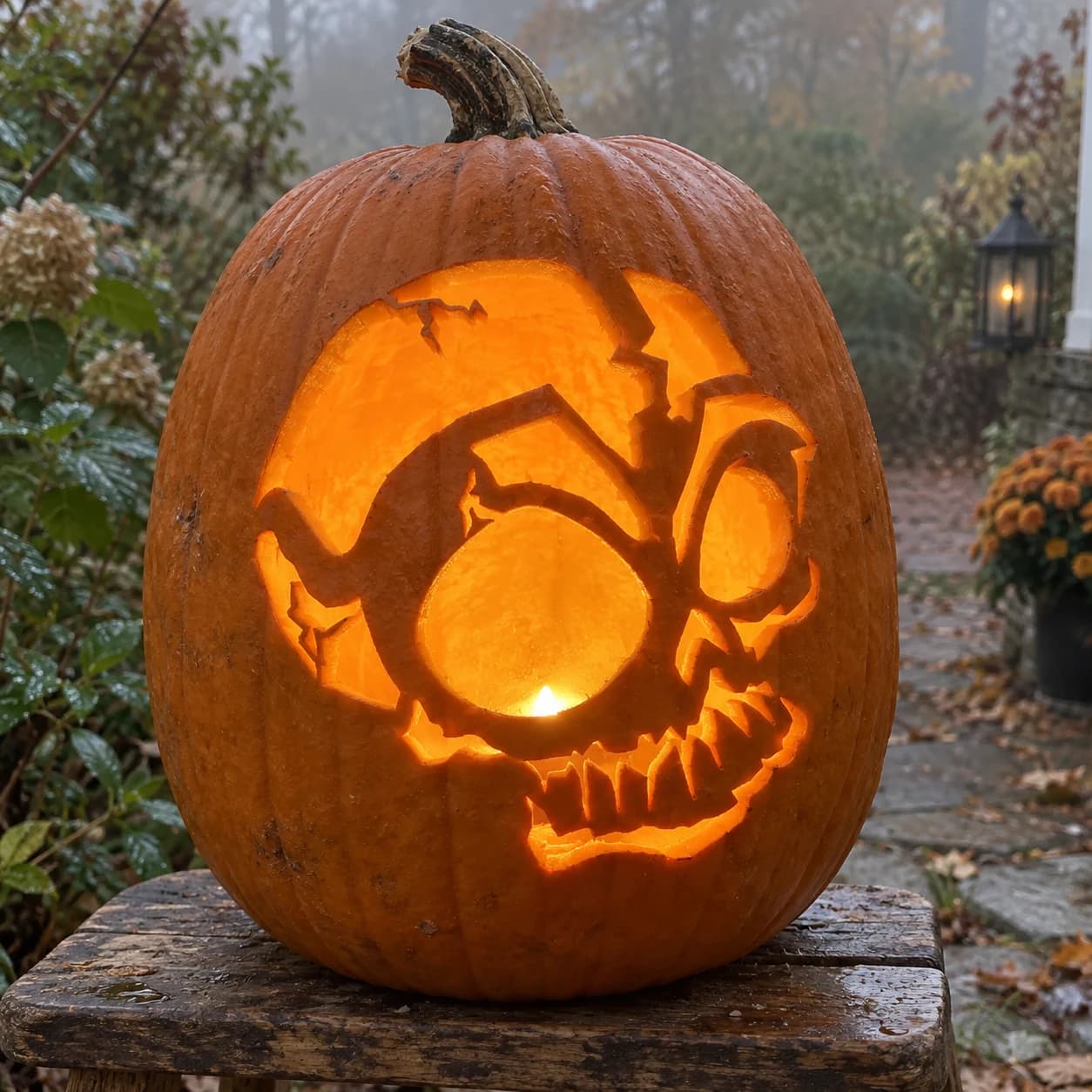 Cracked Skull Pumpkin Stencil