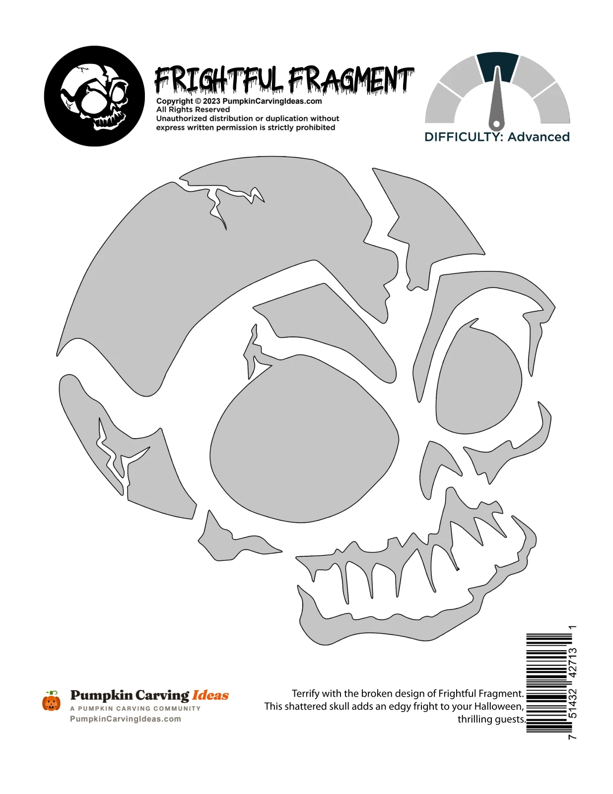 Cracked Skull printable pattern