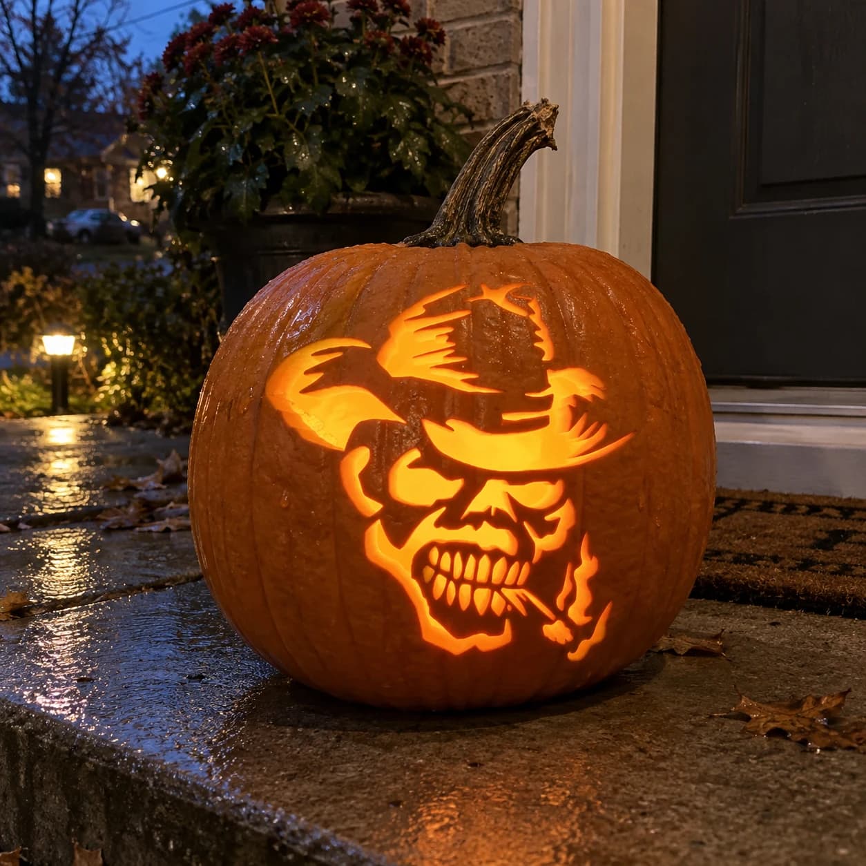 Cowboy Skull Pumpkin Stencil