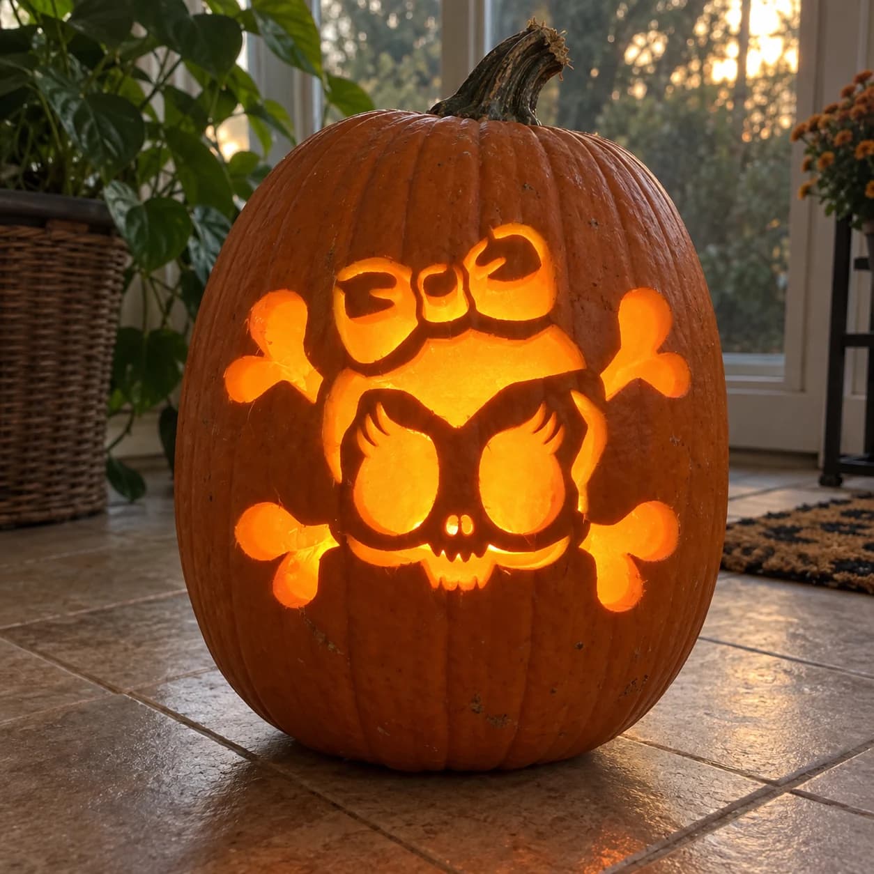 Skull and Crossbones Pumpkin Stencil