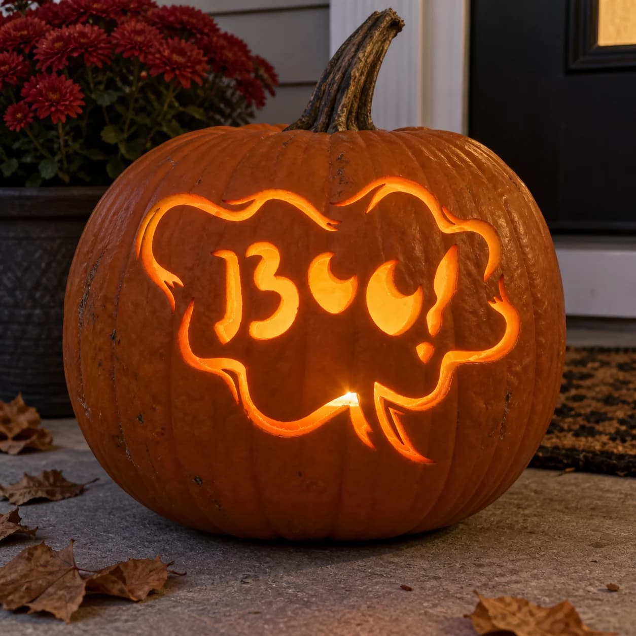 Boo Ghost Speech Bubble Pumpkin Stencil
