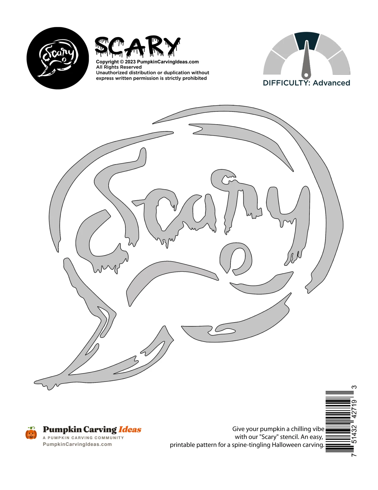 Scary Text printable pattern