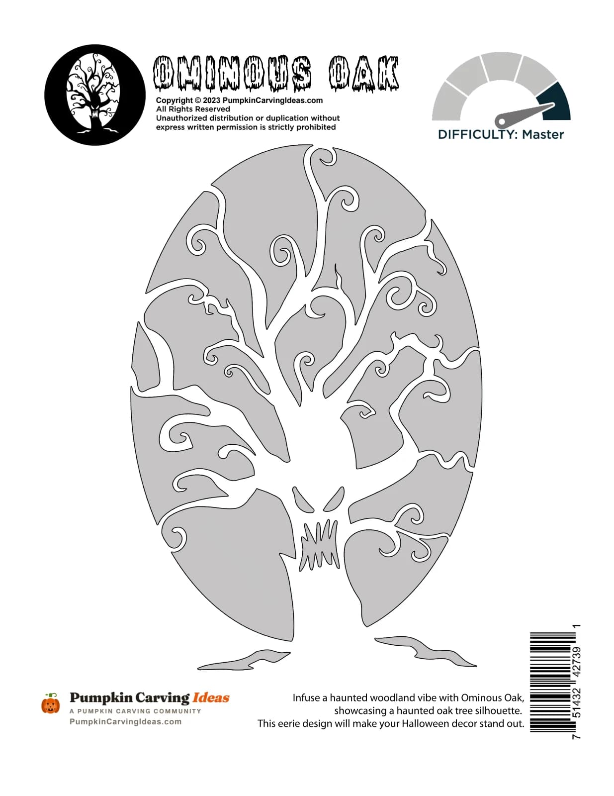 Haunted Oak Tree printable pattern
