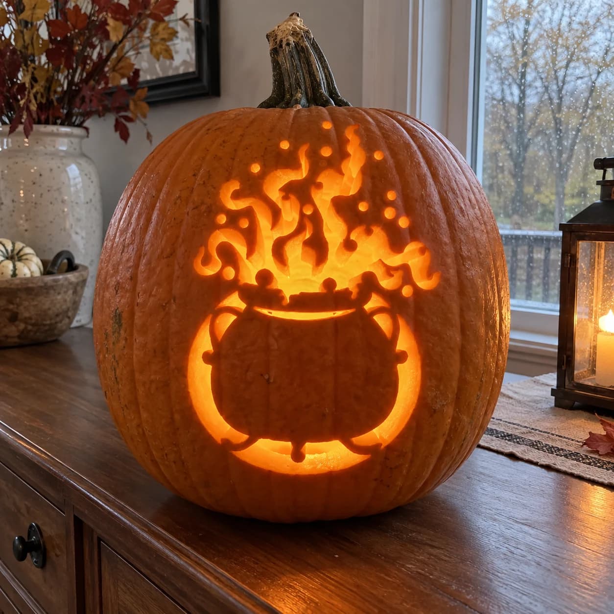 Witch Cauldron Pumpkin Stencil