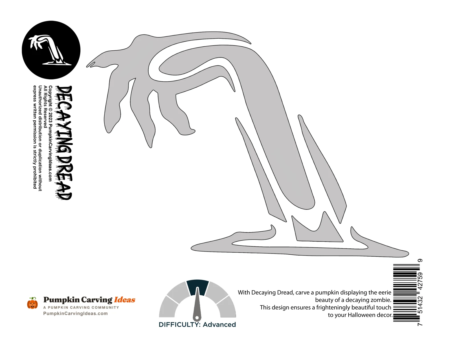Zombie Arm printable pattern