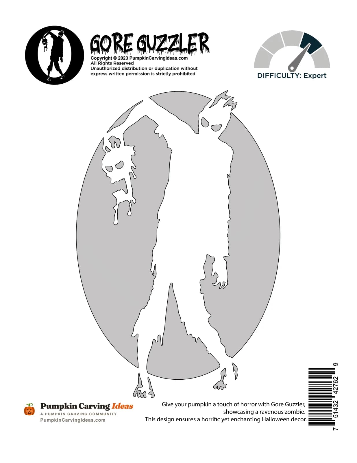 Zombie with Skull printable pattern