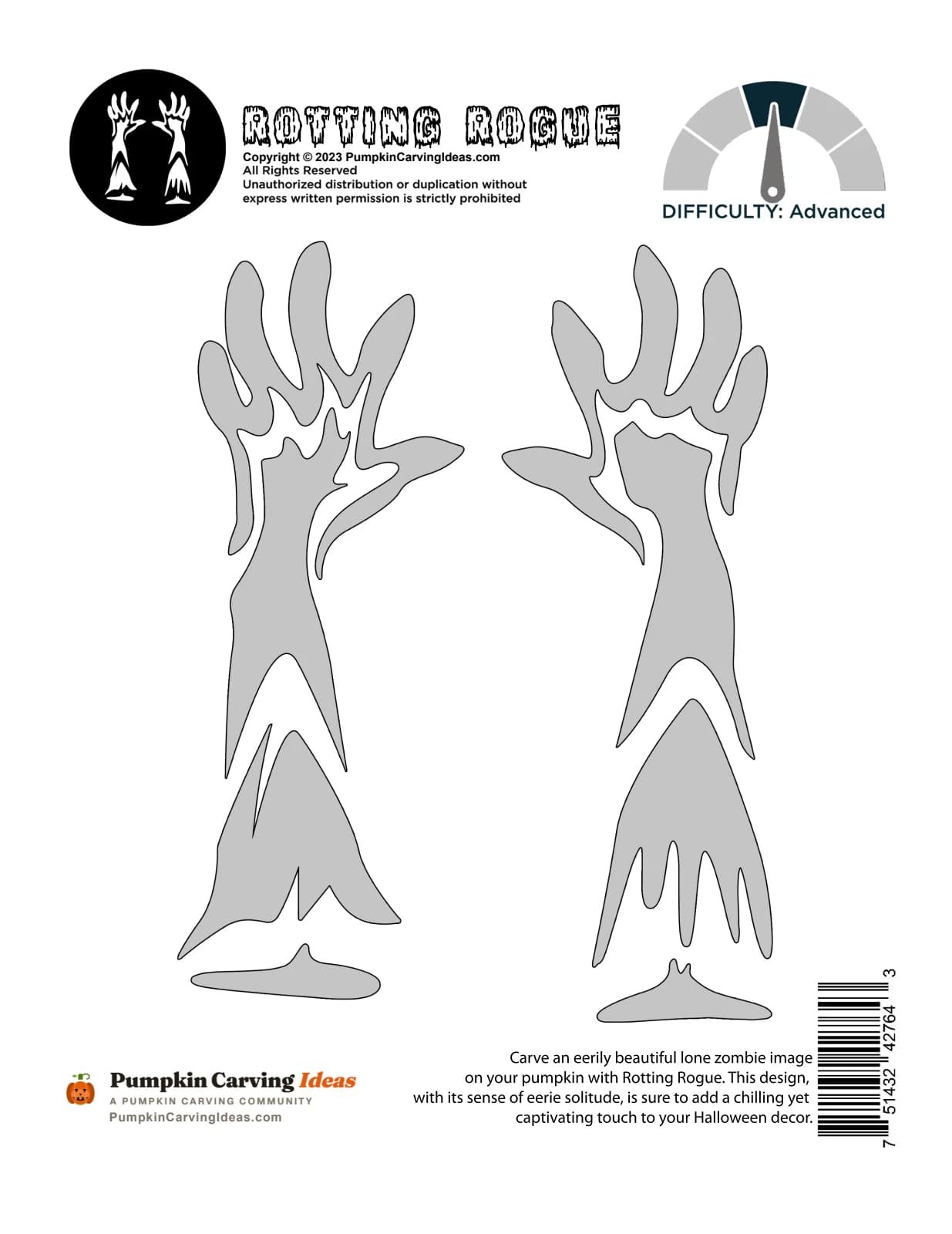 Zombie Hands printable pattern