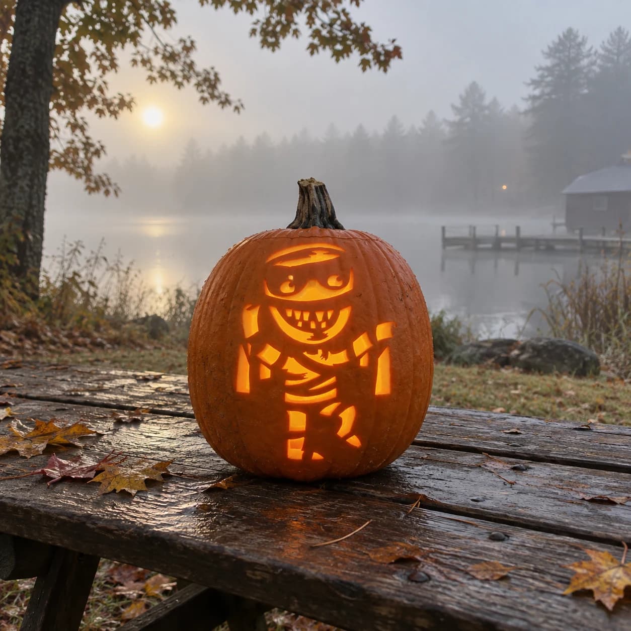Cartoon Mummy Pumpkin Stencil