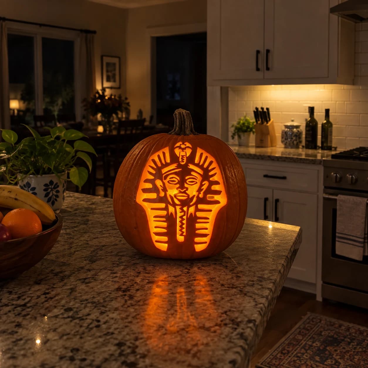 Pharaoh Death Mask Pumpkin Stencil