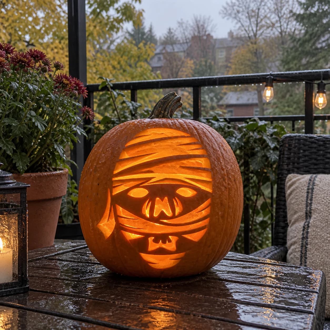 Mummy Face Pumpkin Stencil