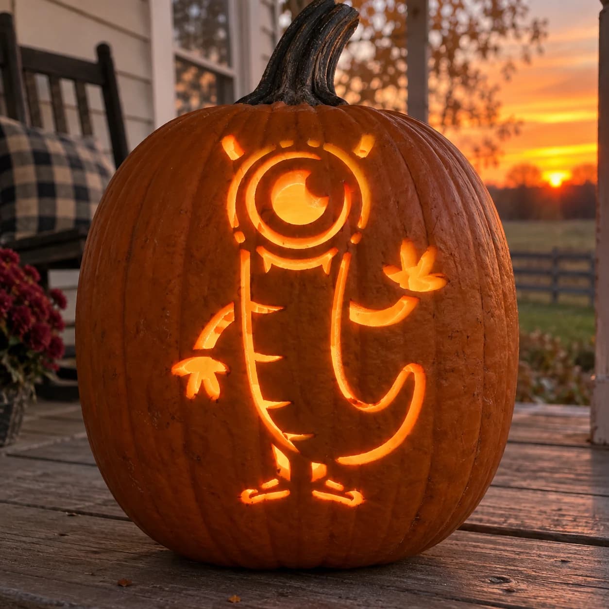 One-Eyed Monster Pumpkin Stencil