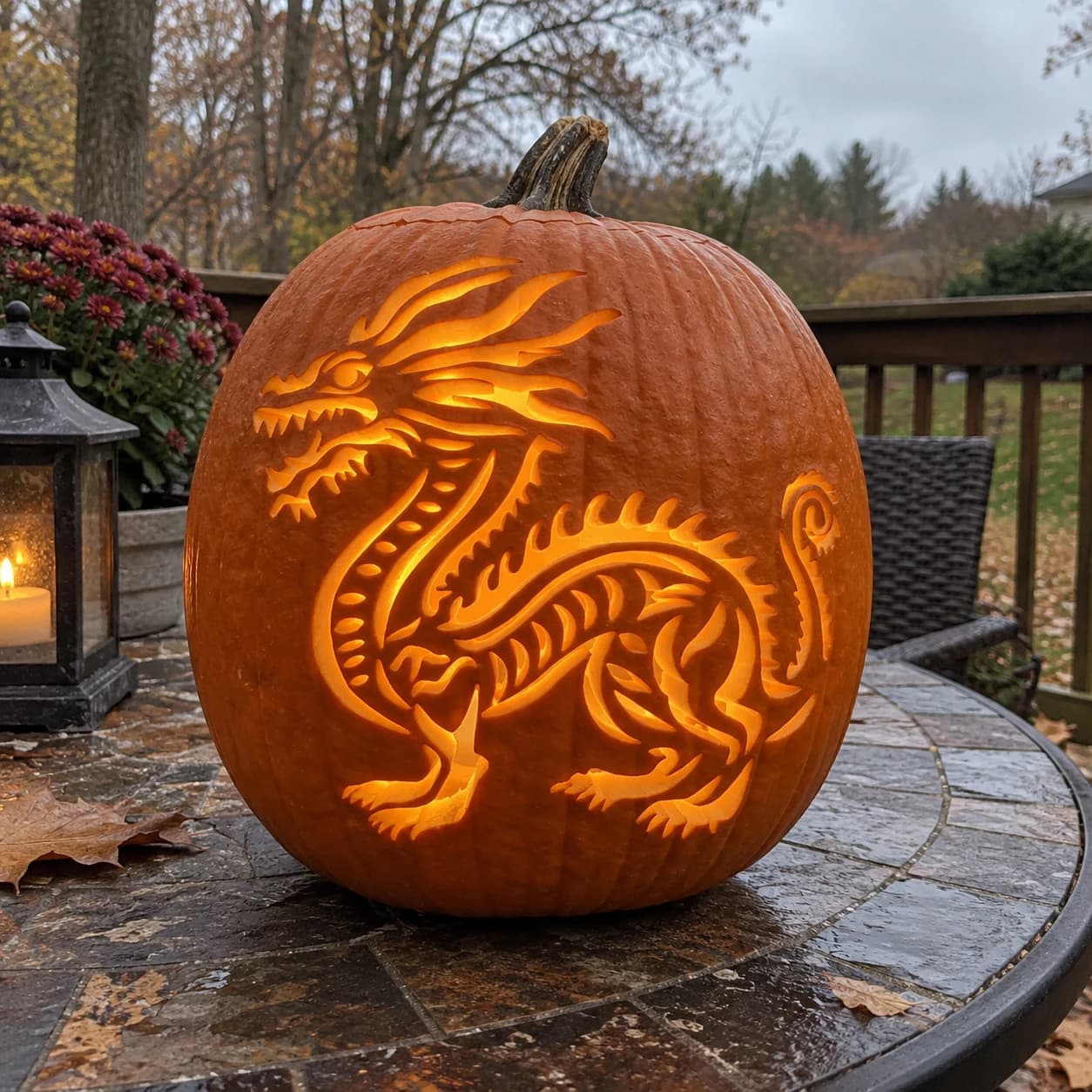 Eastern Dragon Pumpkin Stencil