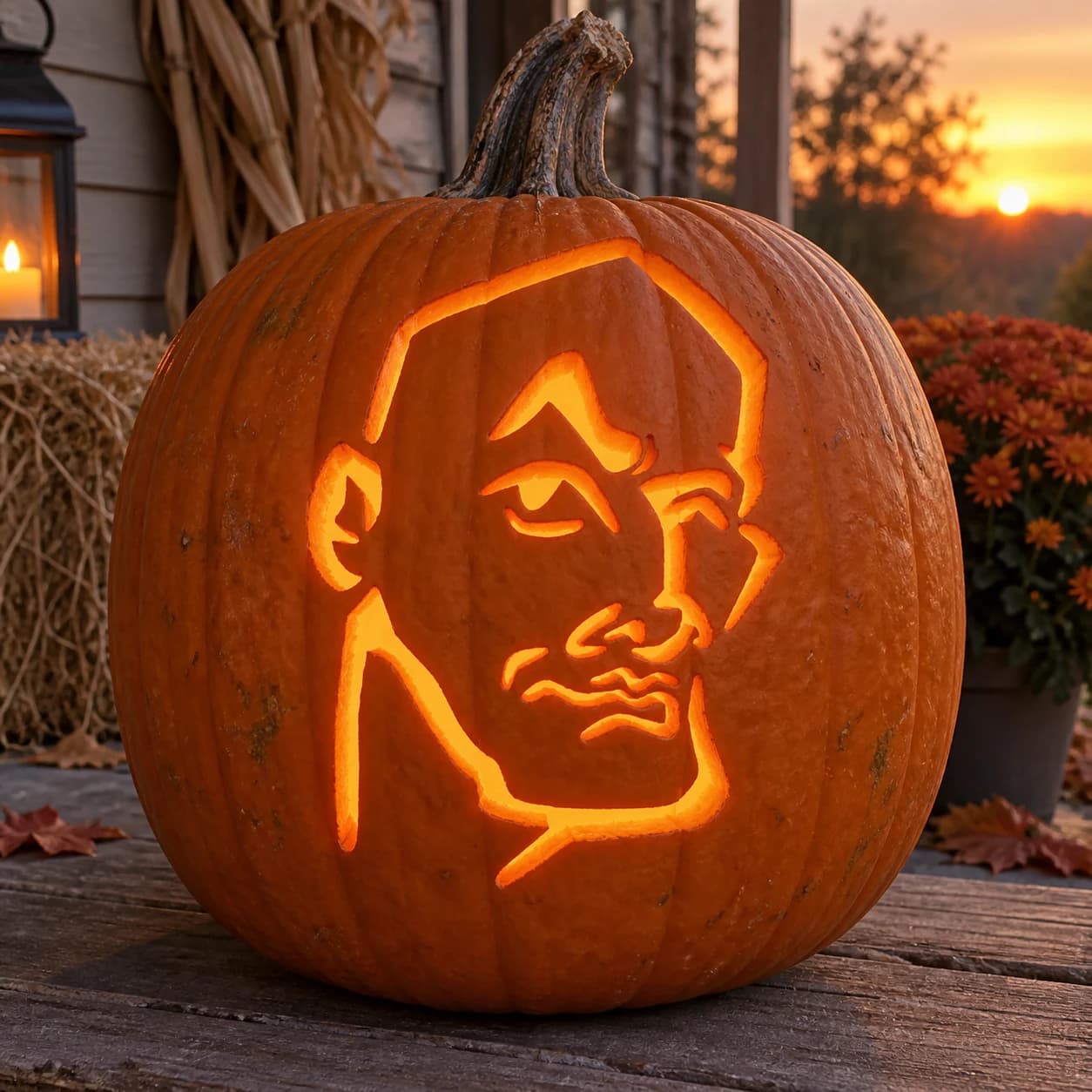 Male Portrait Pumpkin Stencil pumpkin carving stencil