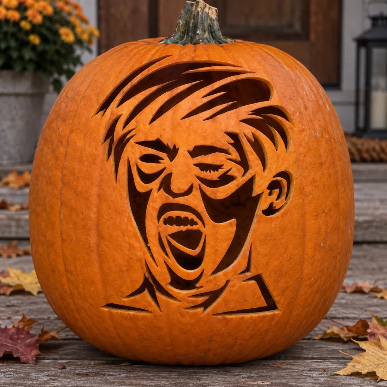 Screaming Face Pumpkin Stencil