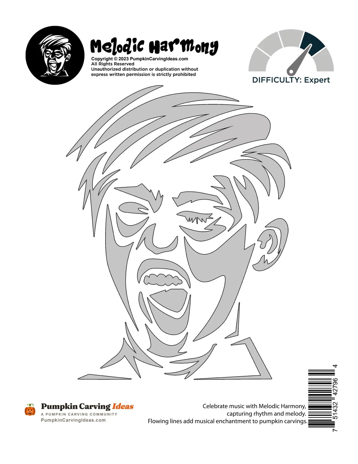 Screaming Face printable pattern