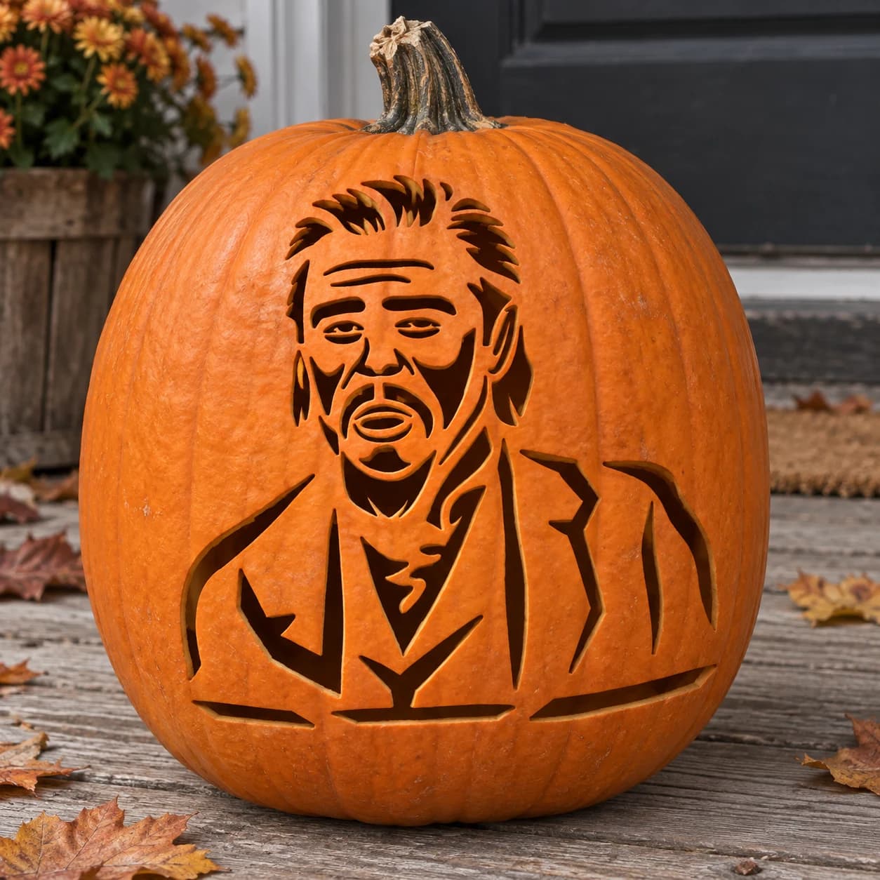 Bearded Man Portrait Pumpkin Stencil pumpkin carving stencil