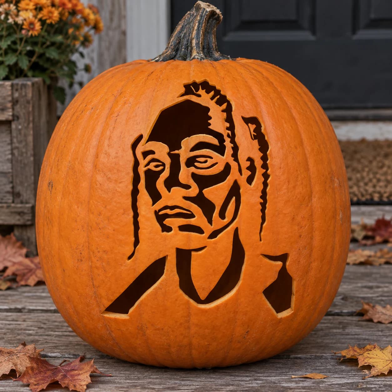 Locs Portrait Pumpkin Stencil
