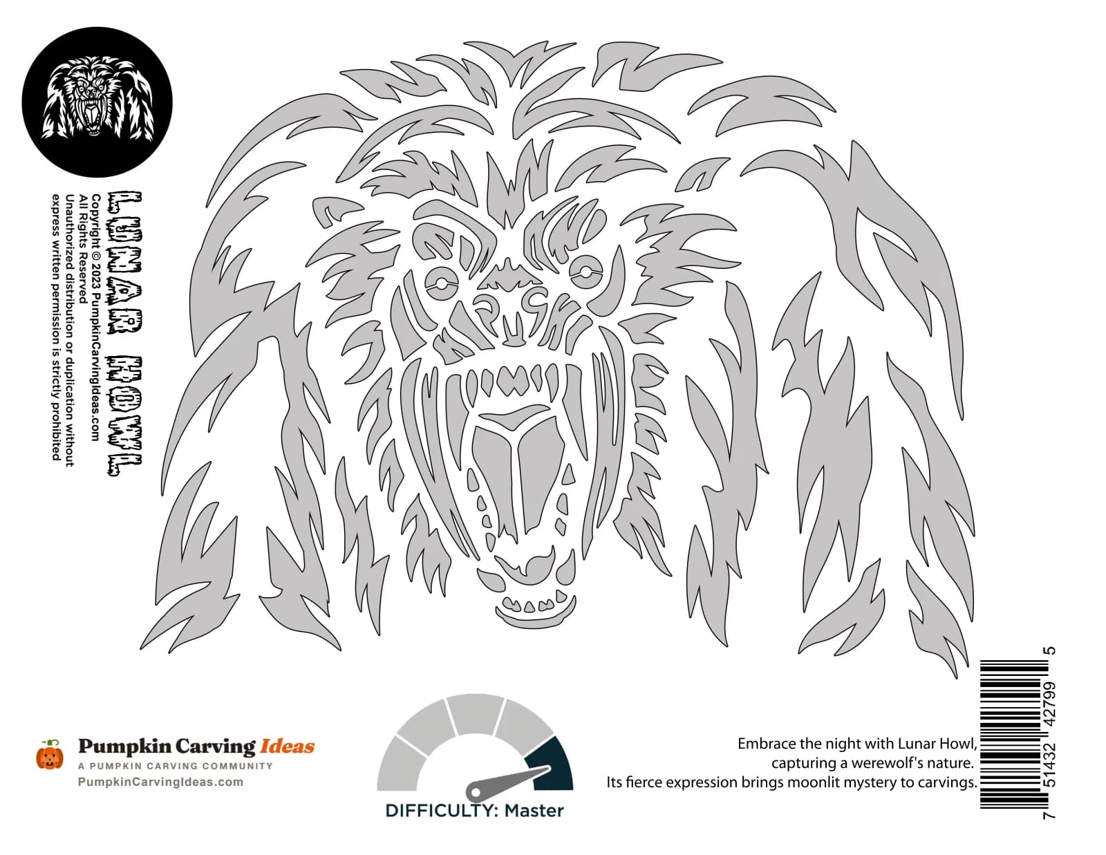 Werewolf Face printable pattern