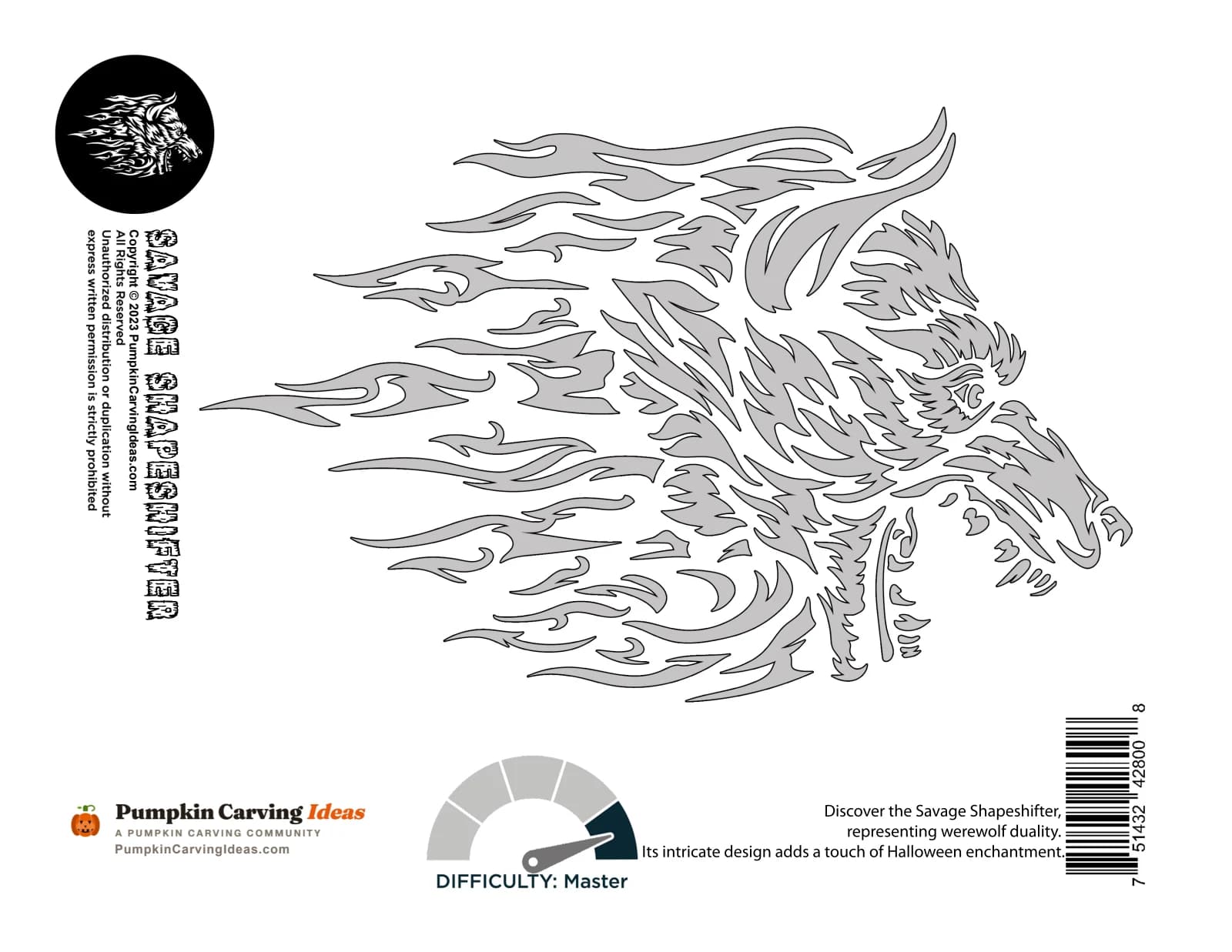Flame Werewolf printable pattern