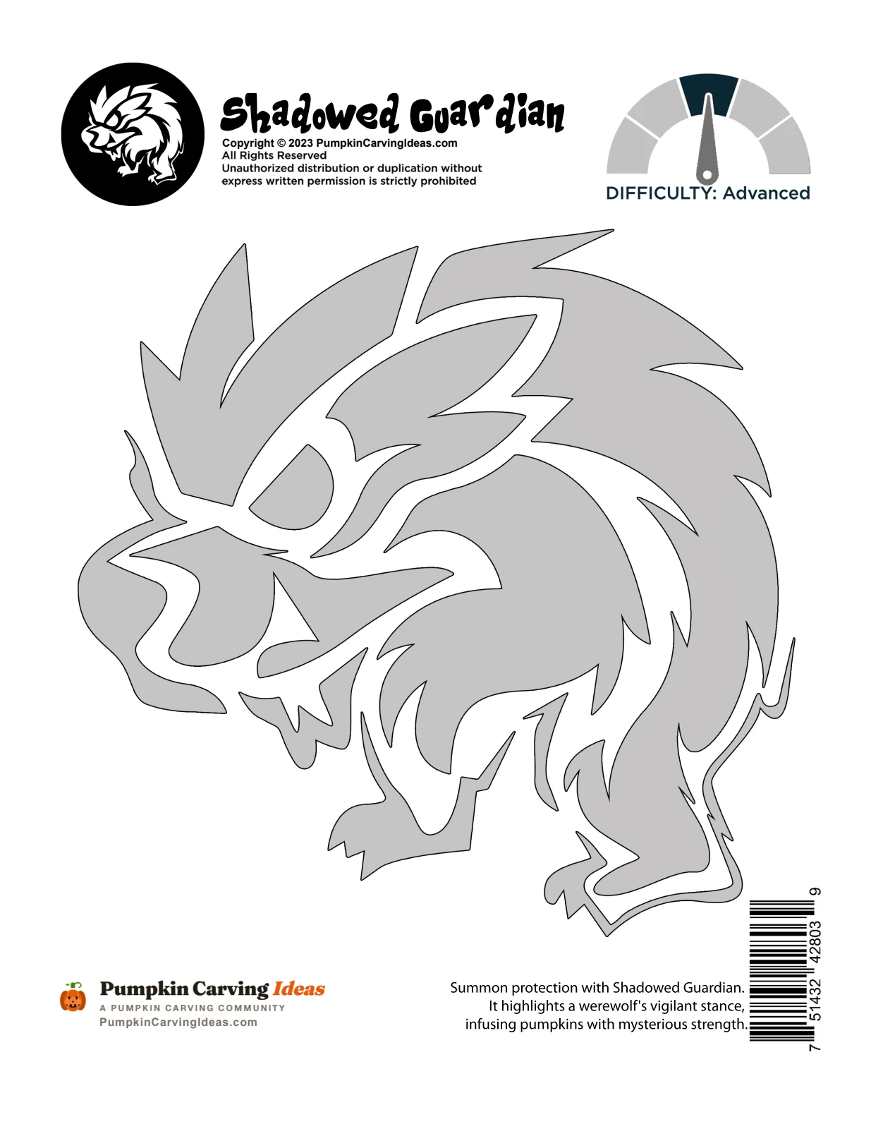 Crouching Werewolf printable pattern