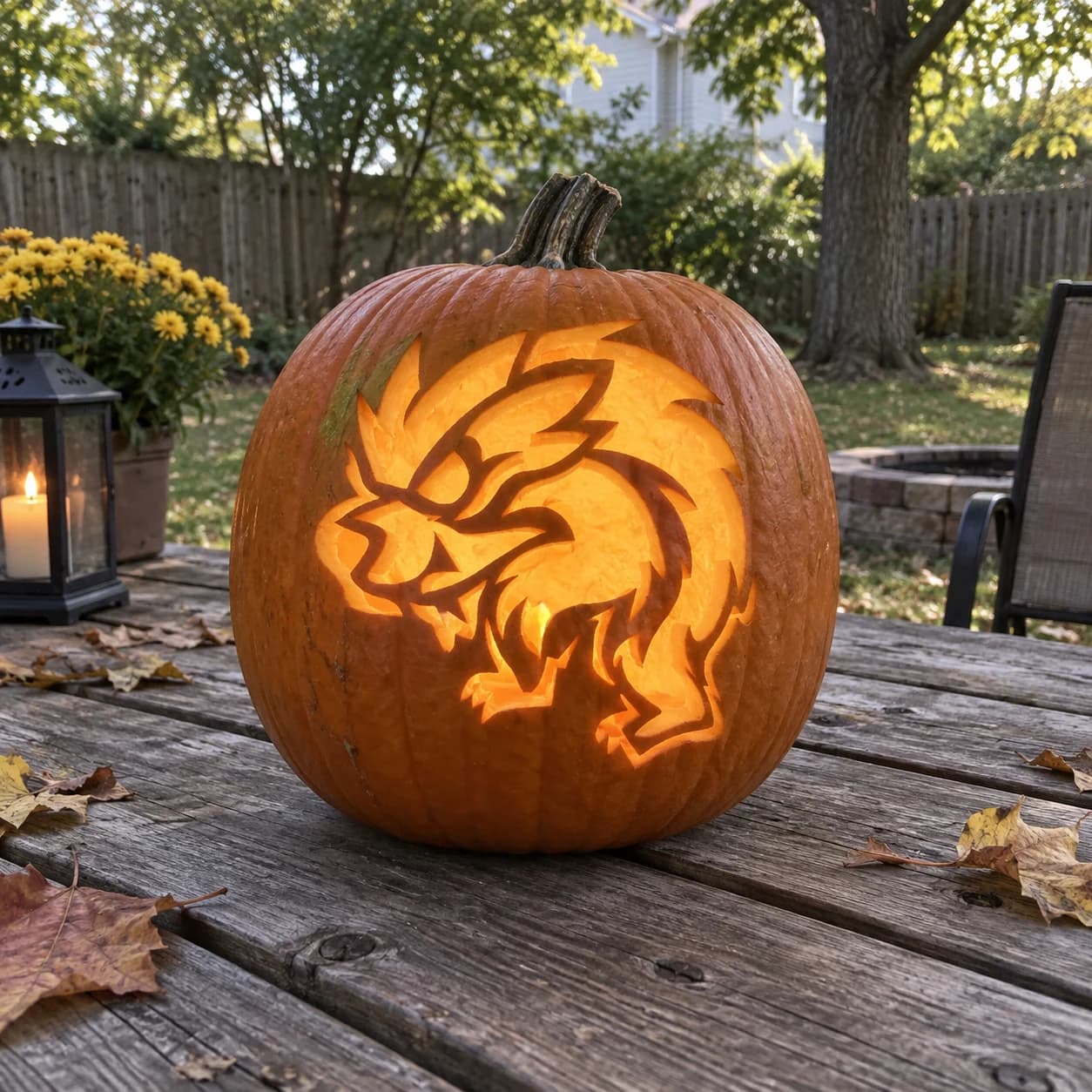 Crouching Werewolf Pumpkin Stencil