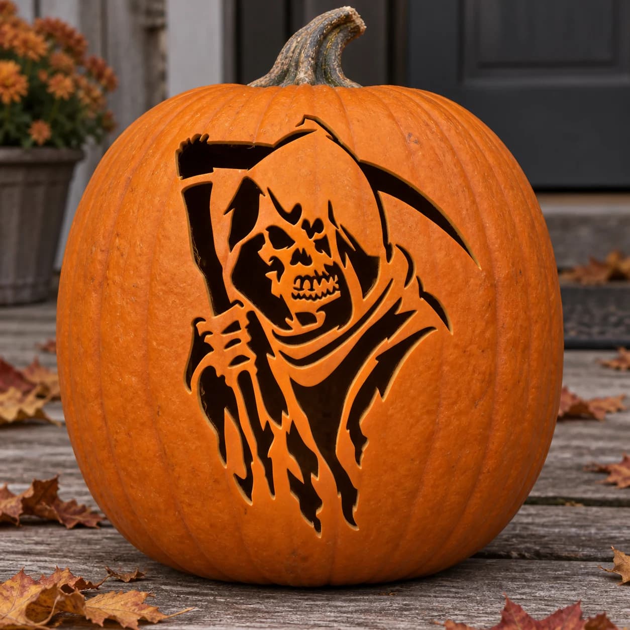 Grim Reaper with Scythe Pumpkin Stencil pumpkin carving stencil