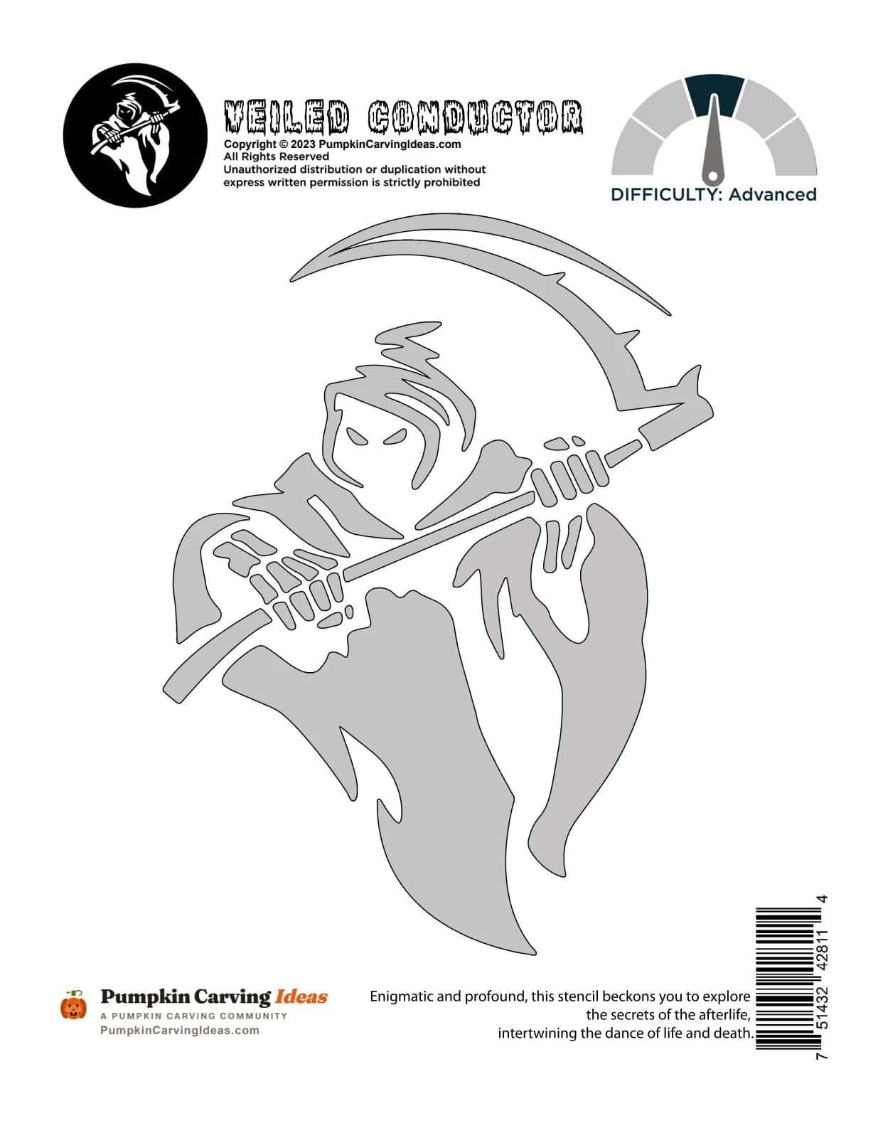 Flowing Grim Reaper printable pattern
