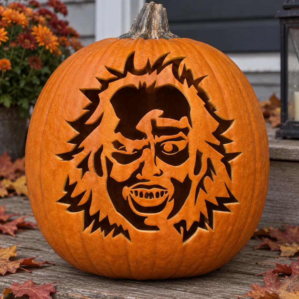 Wild Ghost Face Pumpkin Stencil
