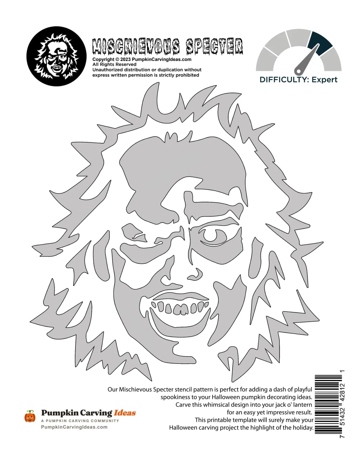 Wild Ghost Face printable pattern