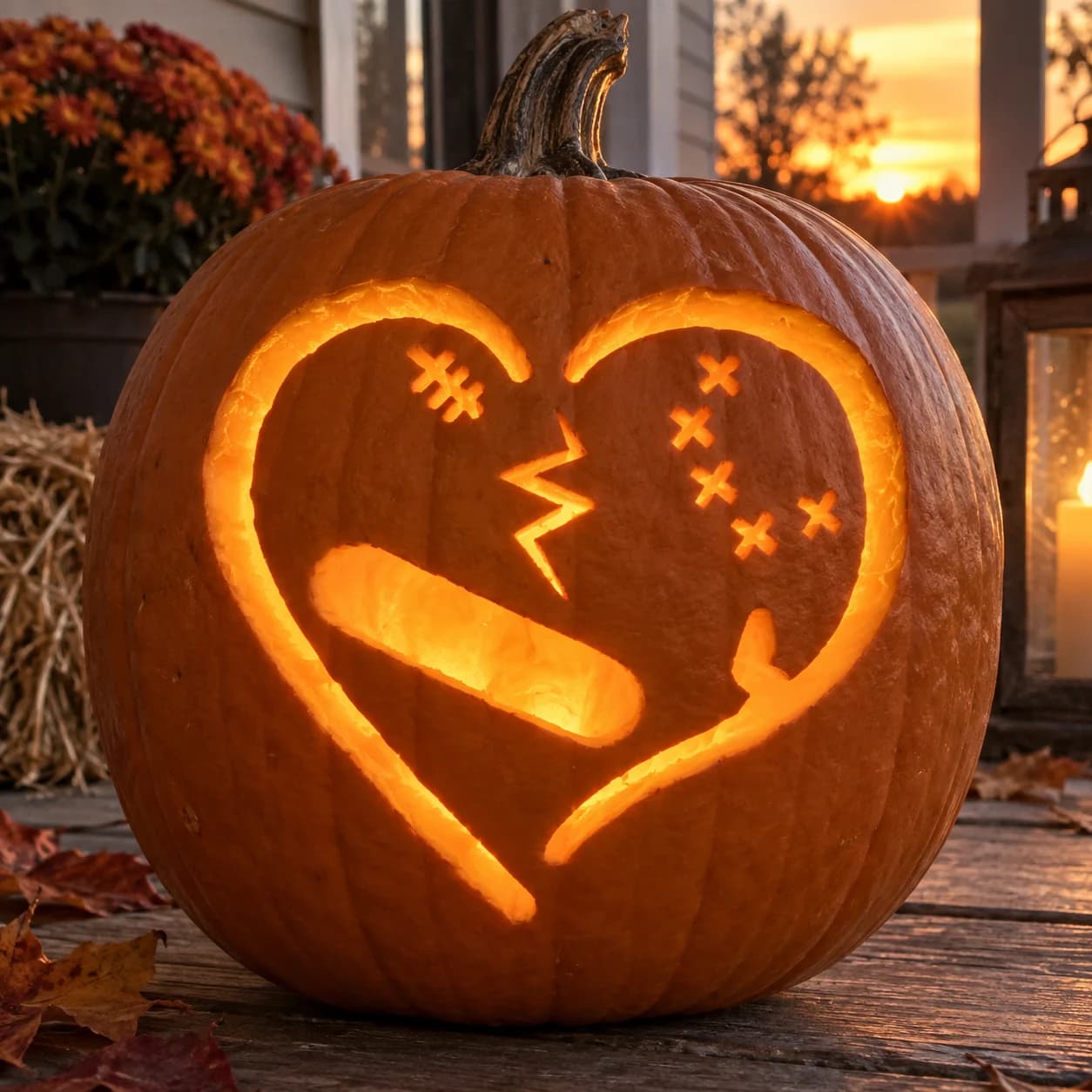 Baby Footprints Heart Pumpkin Stencil pumpkin carving stencil