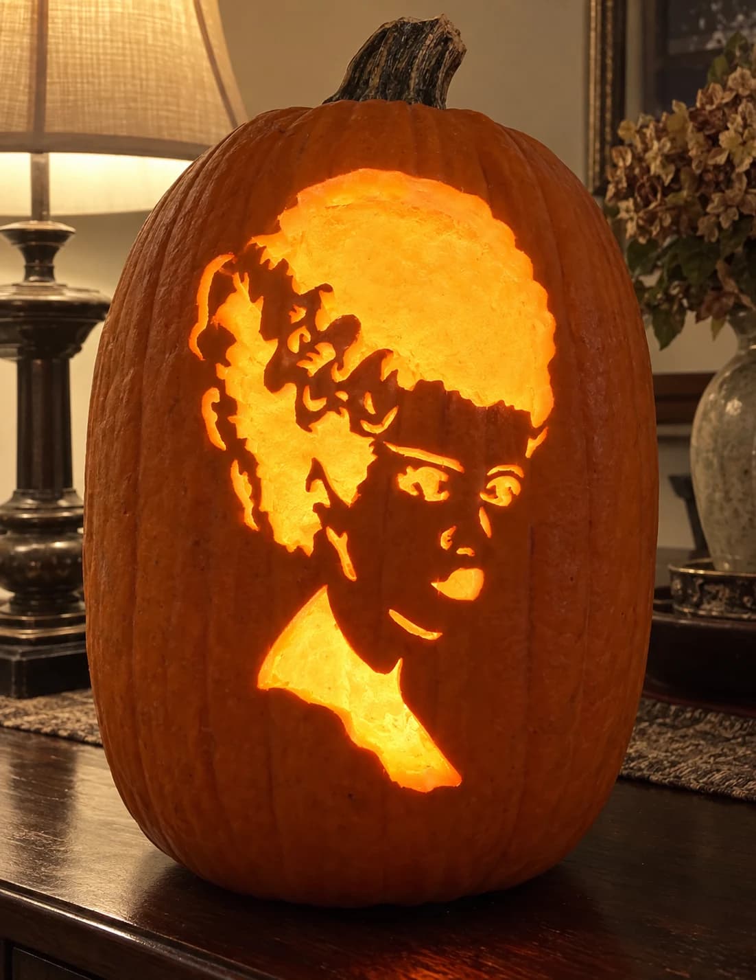 Bride of Frankenstein Pumpkin Stencil