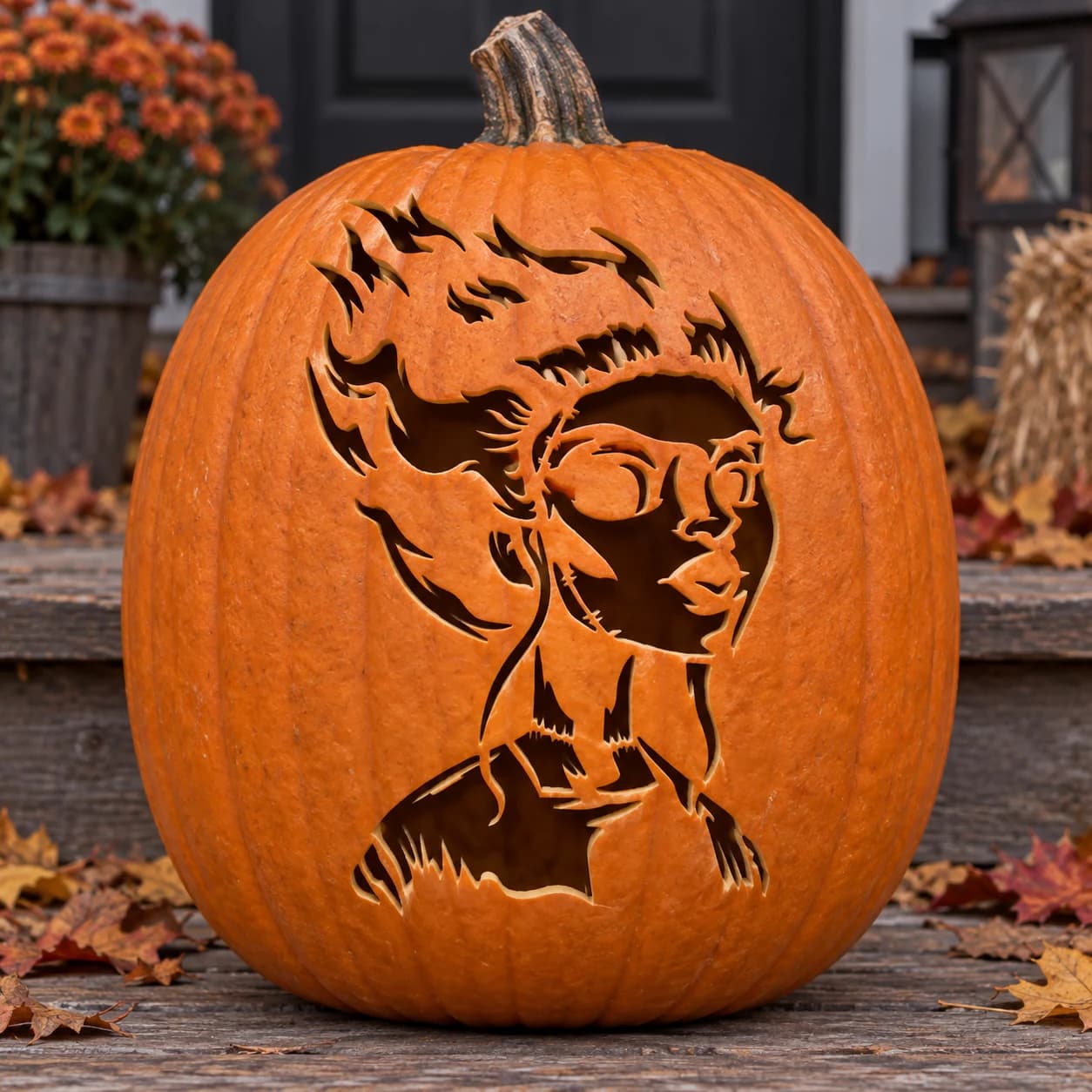 Bride of Frankenstein Pumpkin Stencil